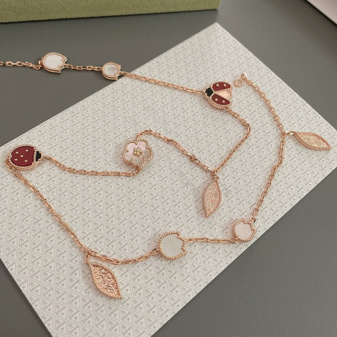 [Noble Aura jewelry]LUCKY SPRING 15 MOTIFS ROSE GOLD NECKLACE