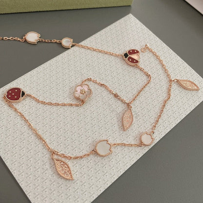 [Noble Aura jewelry]LUCKY SPRING 15 MOTIFS ROSE GOLD NECKLACE