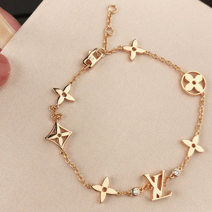 [Noble Aura jewelry]STAR AND SUN 7 MOTIFS GOLD BRACELET