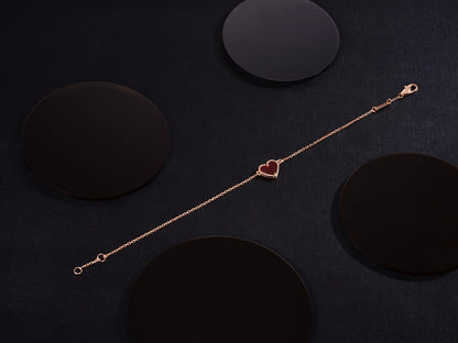 [Noble Aura jewelry]HEART CARNELIAN PINK GOLD BRACELET