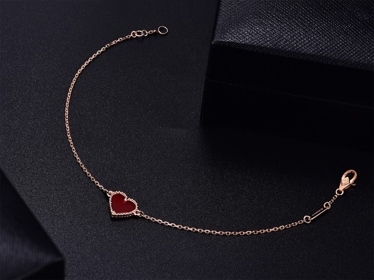[Noble Aura jewelry]HEART CARNELIAN PINK GOLD BRACELET