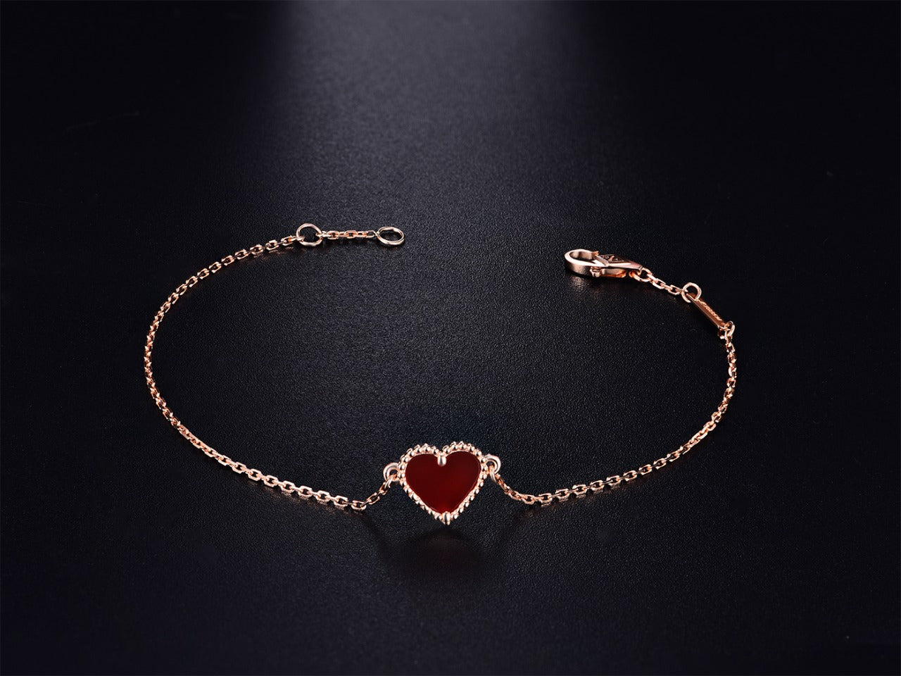[Noble Aura jewelry]HEART CARNELIAN PINK GOLD BRACELET
