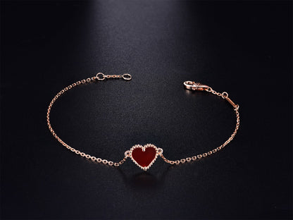 [Noble Aura jewelry]HEART CARNELIAN PINK GOLD BRACELET