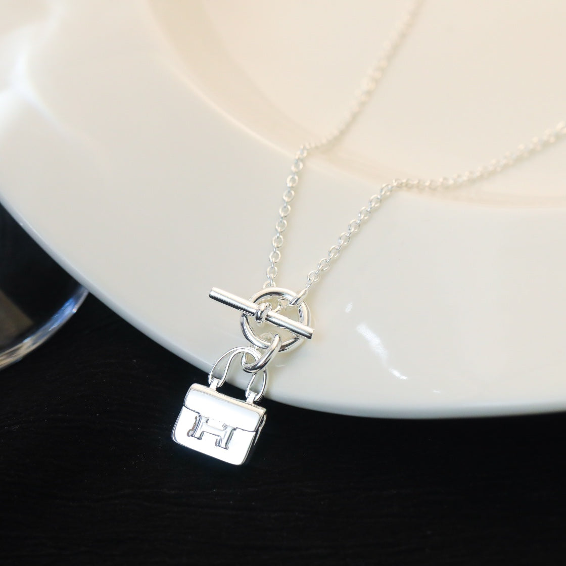[Noble Aura jewelry]POP H PEDANT SILVER NECKLACE