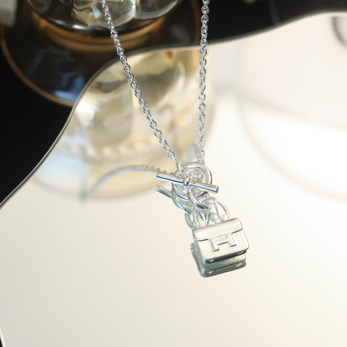 [Noble Aura jewelry]POP H PEDANT SILVER NECKLACE