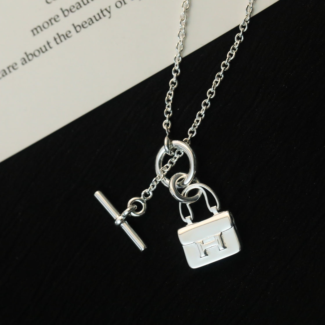[Noble Aura jewelry]POP H PEDANT SILVER NECKLACE