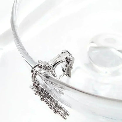 [Noble Aura jewelry]CLOVER 2 MOTIFS  DIAMOND ONYX EARRINGS SILVER