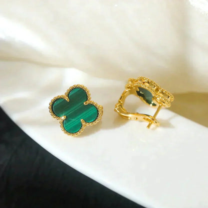 [Noble Aura jewelry]CLOVER MEDIUM 1 MOTIFS MALACHITE  EARRINGS