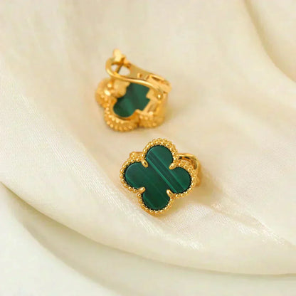 [Noble Aura jewelry]CLOVER MEDIUM 1 MOTIFS MALACHITE  EARRINGS