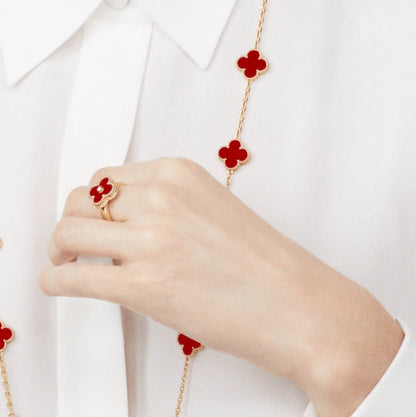 [Noble Aura jewelry]CLOVER CARNELIAN RING ROSE GOLD DIAMOND