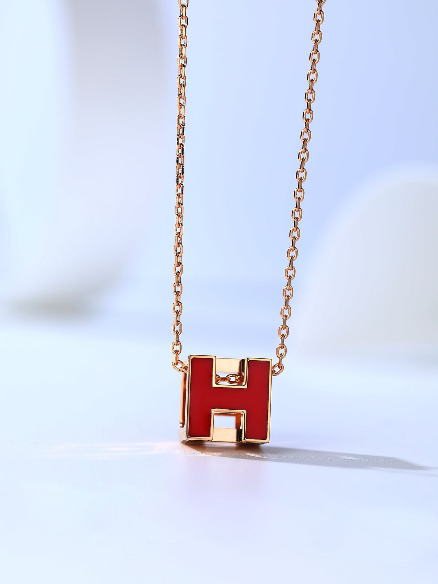 [Noble Aura jewelry]H CAGE PINK GOLD NECKLACE