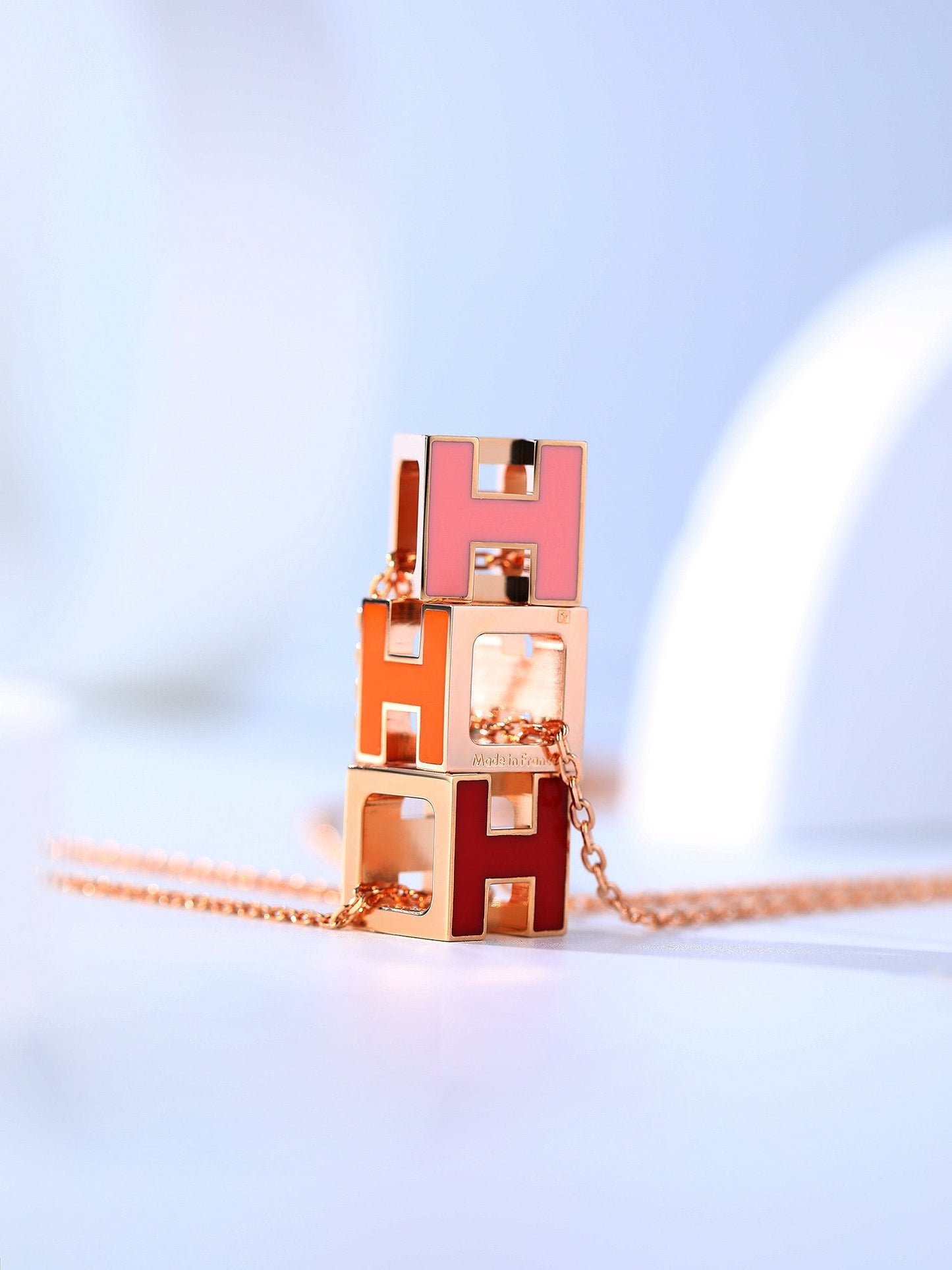 [Noble Aura jewelry]H CAGE PINK GOLD NECKLACE