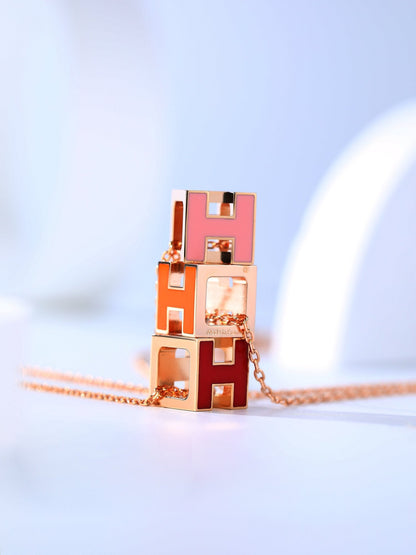 [Noble Aura jewelry]H CAGE PINK GOLD NECKLACE