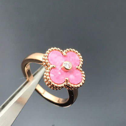 [Noble Aura jewelry]CLOVER RHODONITE ROSE GOLD RING