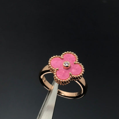 [Noble Aura jewelry]CLOVER RHODONITE ROSE GOLD RING