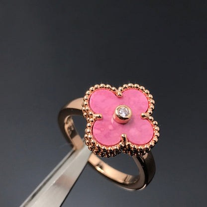 [Noble Aura jewelry]CLOVER RHODONITE ROSE GOLD RING