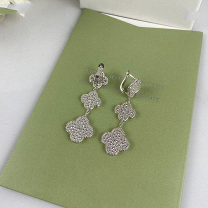 [Noble Aura jewelry]CLOVER 3 MOTIF DIAMOND SILVER DROP EARRINGS