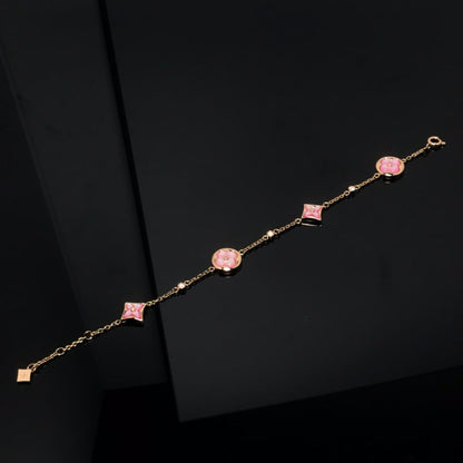 [Noble Aura jewelry]STAR AND SUN 4 MOTIF PINK MOP PINK GOLD BRACELET