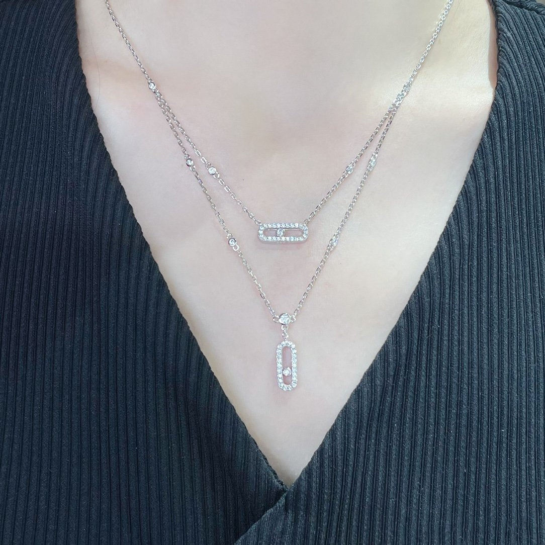 [Noble Aura jewelry]MOVE 2 ROW DIAMOND NECKLACE