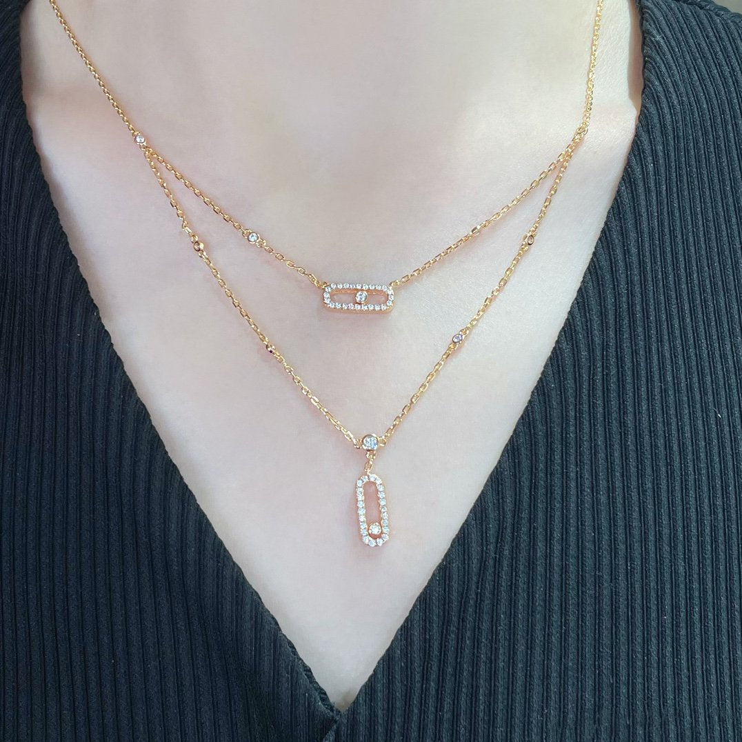 [Noble Aura jewelry]MOVE 2 ROW DIAMOND NECKLACE