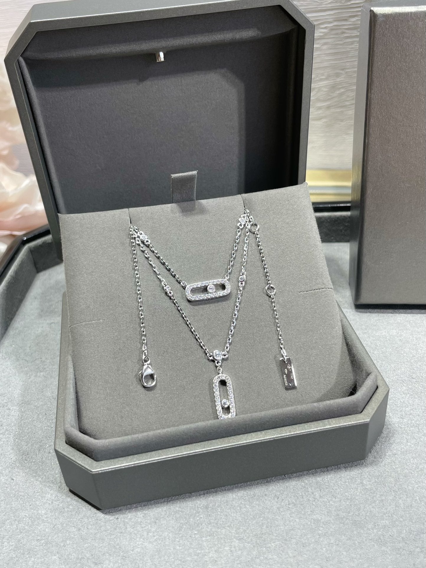[Noble Aura jewelry]MOVE 2 ROW DIAMOND NECKLACE