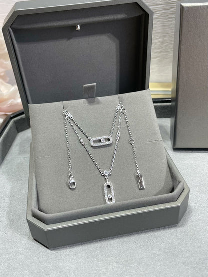 [Noble Aura jewelry]MOVE 2 ROW DIAMOND NECKLACE