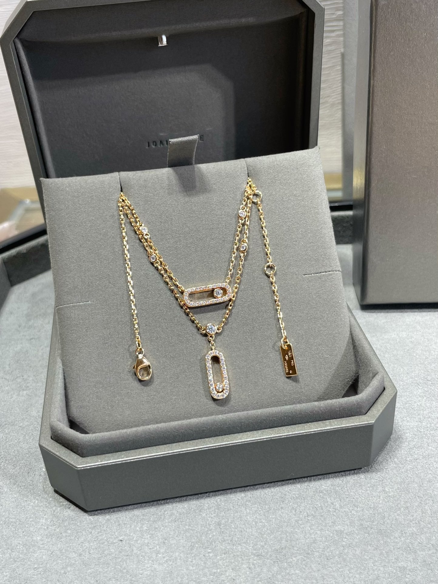 [Noble Aura jewelry]MOVE 2 ROW DIAMOND NECKLACE