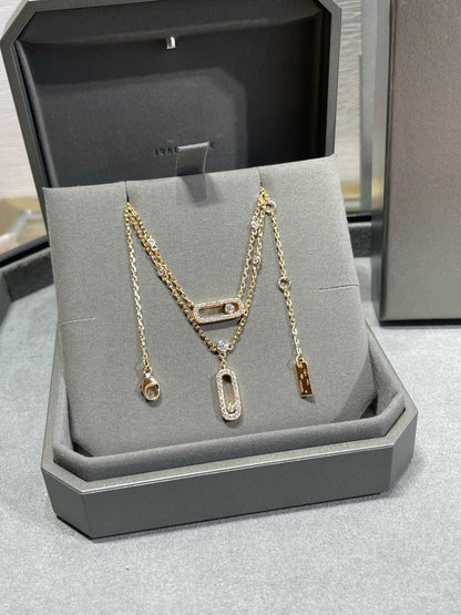 [Noble Aura jewelry]MOVE 2 ROW DIAMOND NECKLACE
