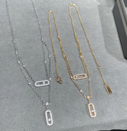 [Noble Aura jewelry]MOVE 2 ROW DIAMOND NECKLACE