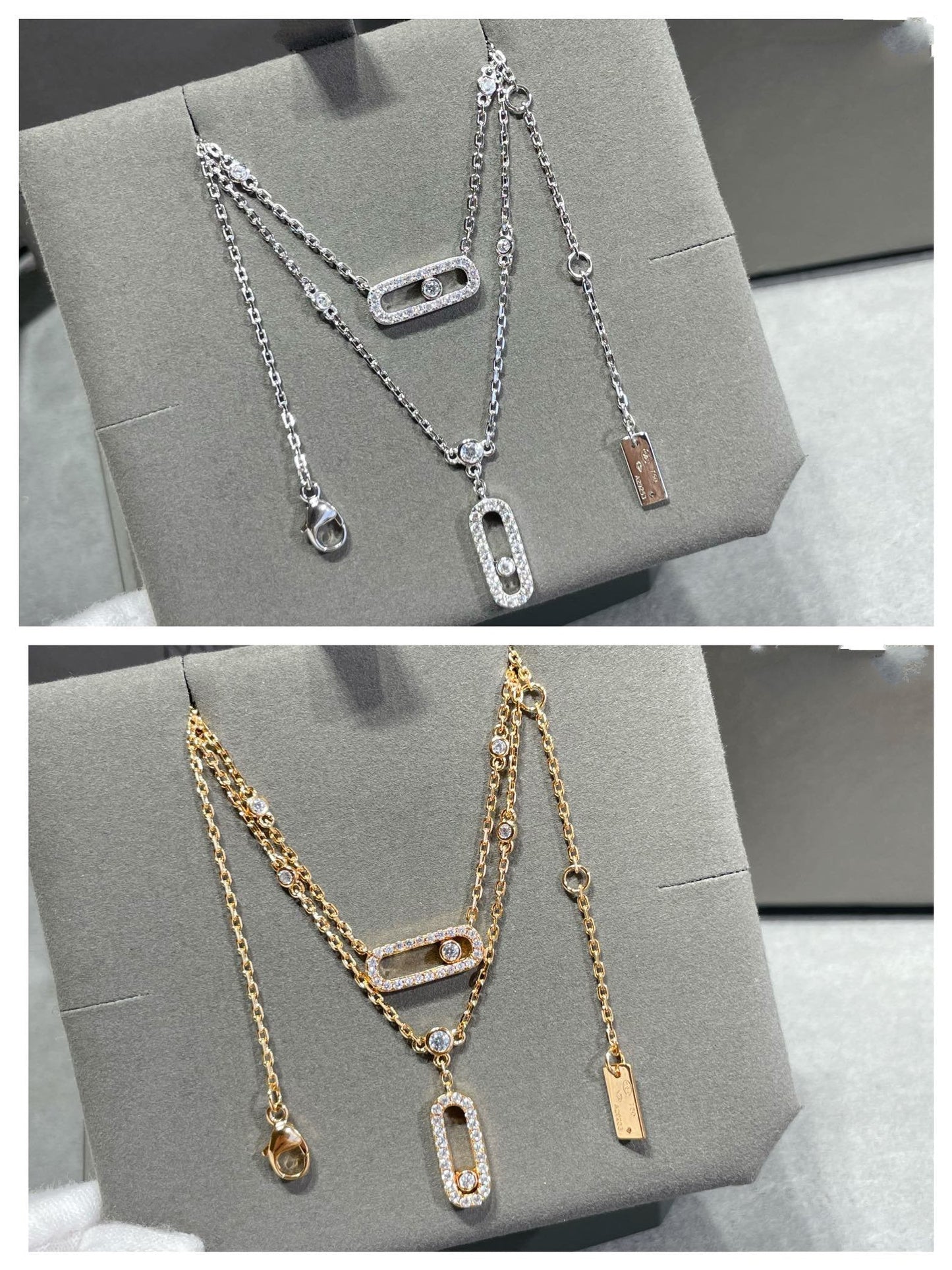 [Noble Aura jewelry]MOVE 2 ROW DIAMOND NECKLACE