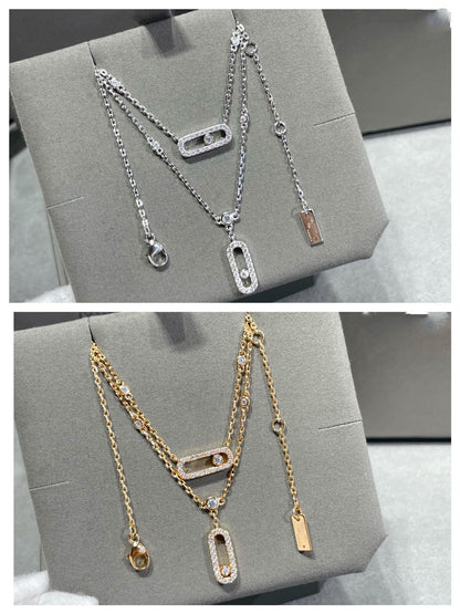 [Noble Aura jewelry]MOVE 2 ROW DIAMOND NECKLACE