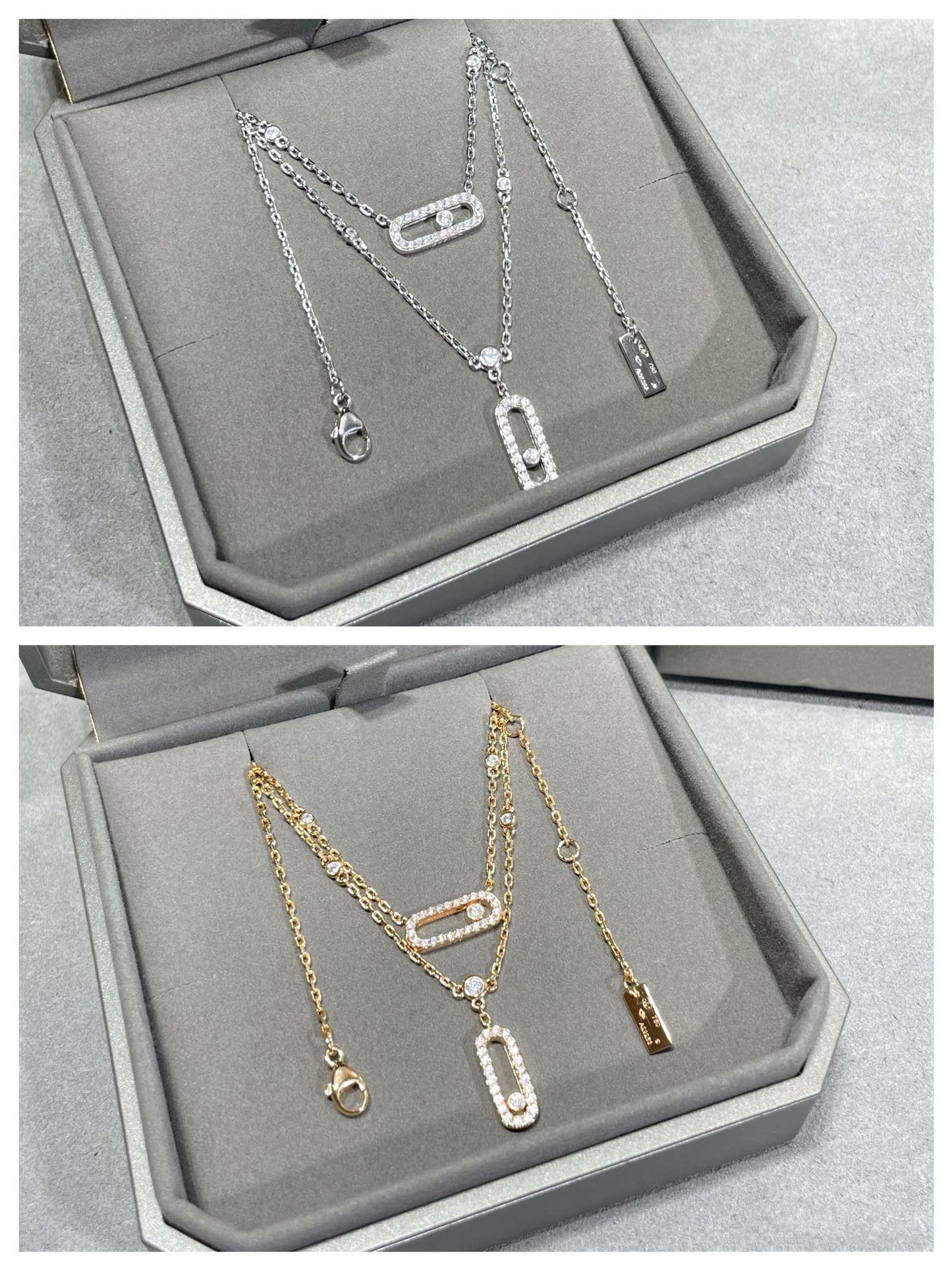 [Noble Aura jewelry]MOVE 2 ROW DIAMOND NECKLACE