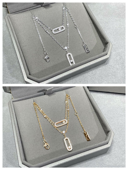 [Noble Aura jewelry]MOVE 2 ROW DIAMOND NECKLACE