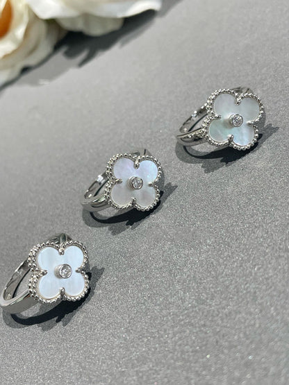 [Noble Aura jewelry]CLOVER SILVER MOP DIAMOND RING