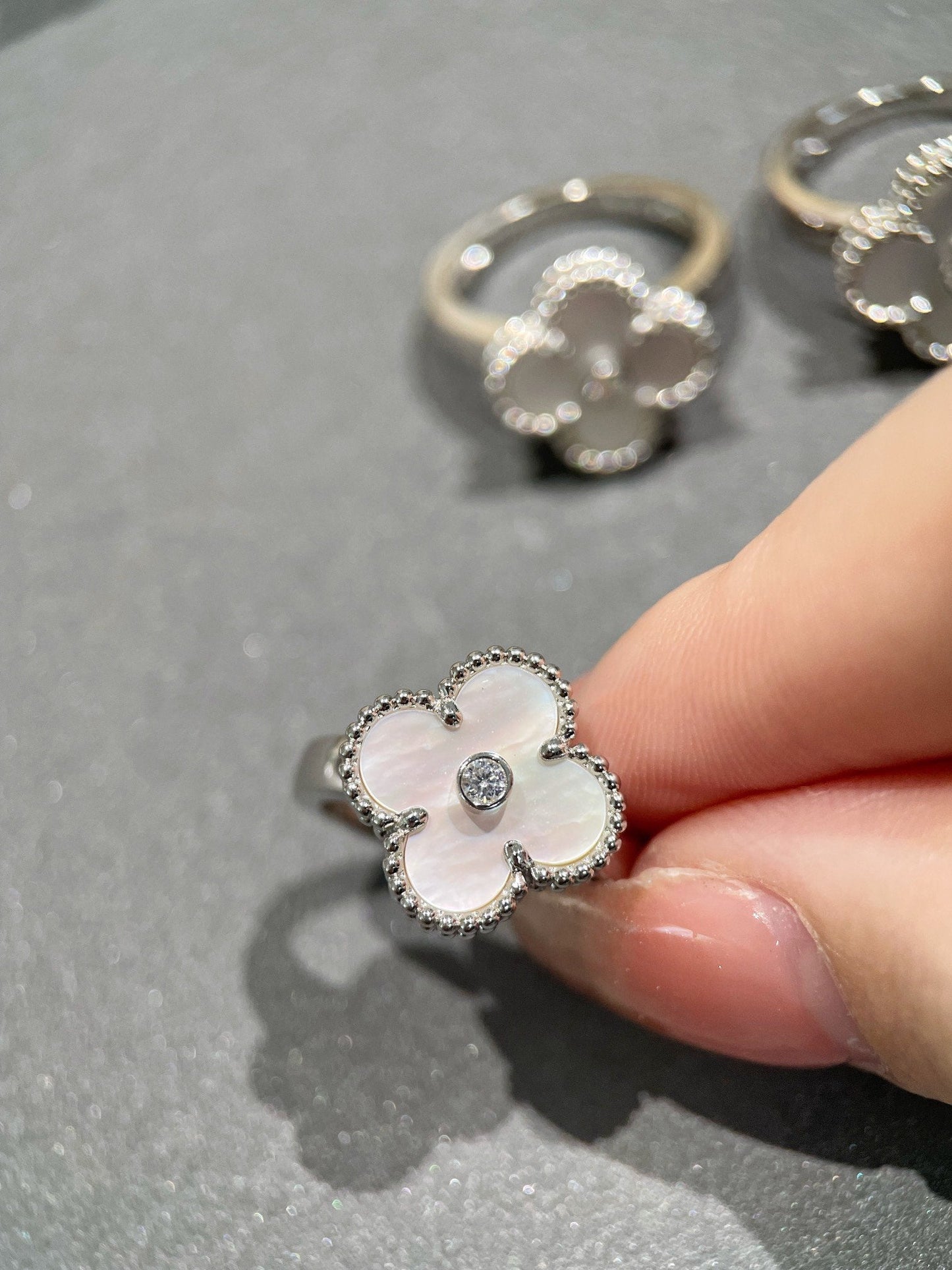 [Noble Aura jewelry]CLOVER SILVER MOP DIAMOND RING