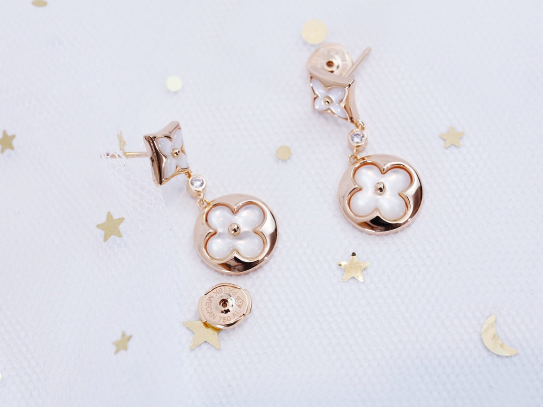[Noble Aura jewelry]STAR AND SUN PINK GOLD MOP DROP EARRINGS