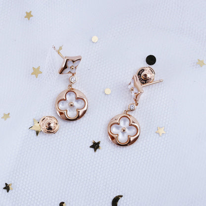 [Noble Aura jewelry]STAR AND SUN PINK GOLD MOP DROP EARRINGS