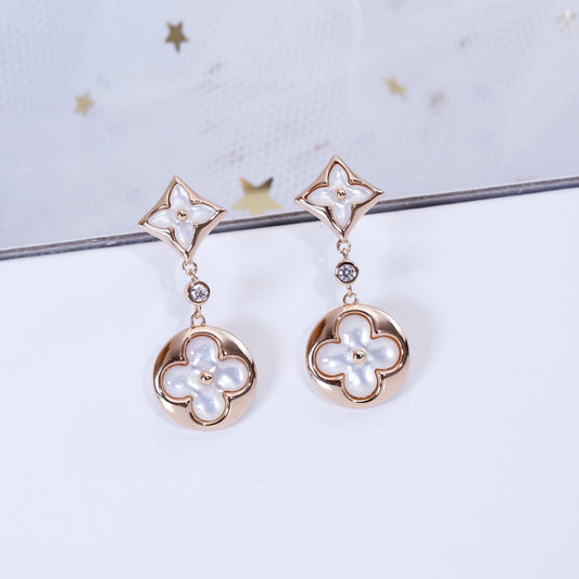 [Noble Aura jewelry]STAR AND SUN PINK GOLD MOP DROP EARRINGS