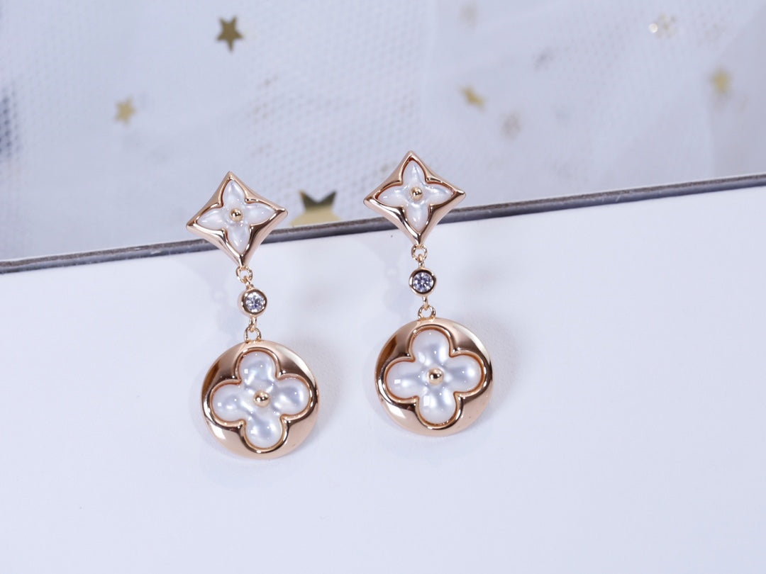 [Noble Aura jewelry]STAR AND SUN PINK GOLD MOP DROP EARRINGS