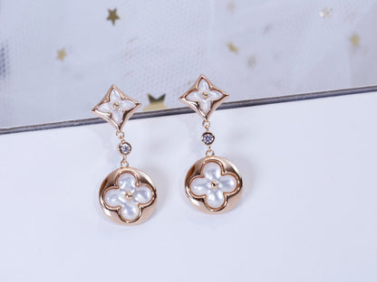 [Noble Aura jewelry]STAR AND SUN PINK GOLD MOP DROP EARRINGS