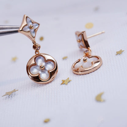[Noble Aura jewelry]STAR AND SUN PINK GOLD MOP DROP EARRINGS