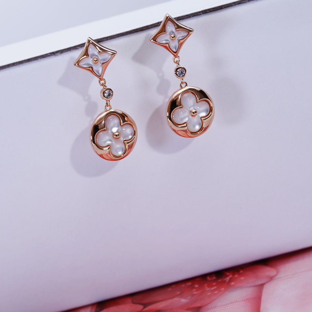 [Noble Aura jewelry]STAR AND SUN PINK GOLD MOP DROP EARRINGS