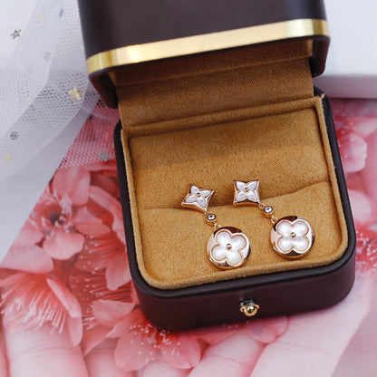 [Noble Aura jewelry]STAR AND SUN PINK GOLD MOP DROP EARRINGS