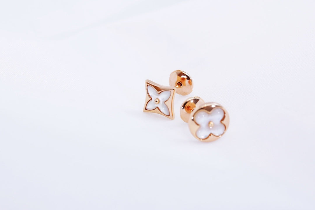 [Noble Aura jewelry]STAR AND SUN PINK GOLD MOP STUD EARRINGS