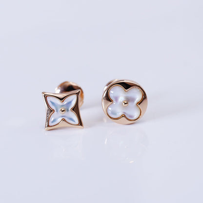 [Noble Aura jewelry]STAR AND SUN PINK GOLD MOP STUD EARRINGS