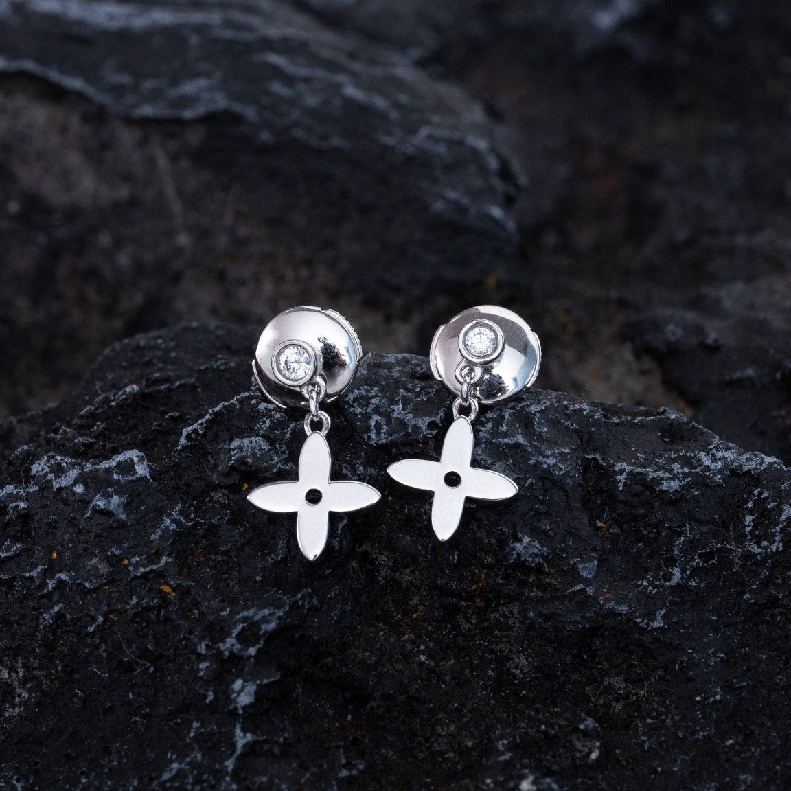 [Noble Aura jewelry]VIDYLLE SILVER DIAMOND MINI DROP EARRINGS