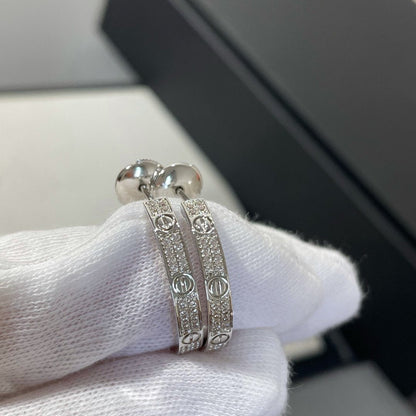 [Noble Aura jewelry]LOVE DIAMOND SILVER HOOP EARRINGS