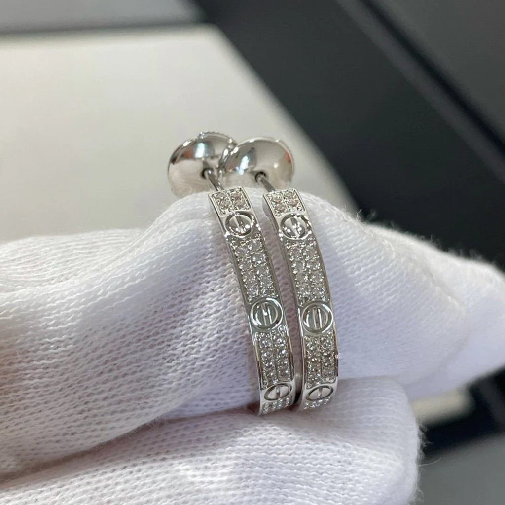 [Noble Aura jewelry]LOVE EARRINGS 3.6MM DIAMOND PAVED