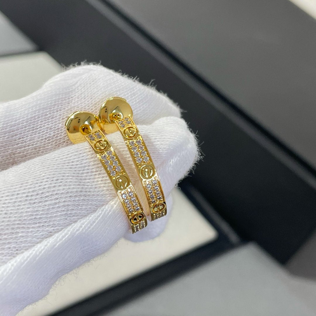 [Noble Aura jewelry]LOVE DIAMOND GOLD HOOP EARRINGS