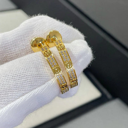 [Noble Aura jewelry]LOVE EARRINGS 3.6MM DIAMOND PAVED
